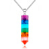 Collar Cuarzo 7 Chakras Acero + Estuche